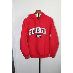 NCAA Georgia Bulldogs Red‎ Pullover Hoodie Sweatshirt Mens Small Arched Logo